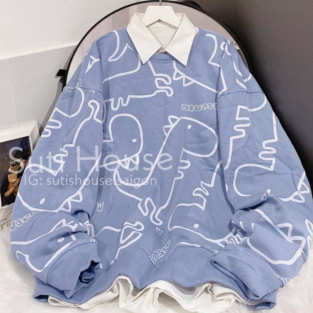 Áo Sweater Unisex Nam Nữ Khủng Long 3D Có 3 Màu Form Rộng Vải Mềm Mịn Phong Cách Ulzzang - Suti House