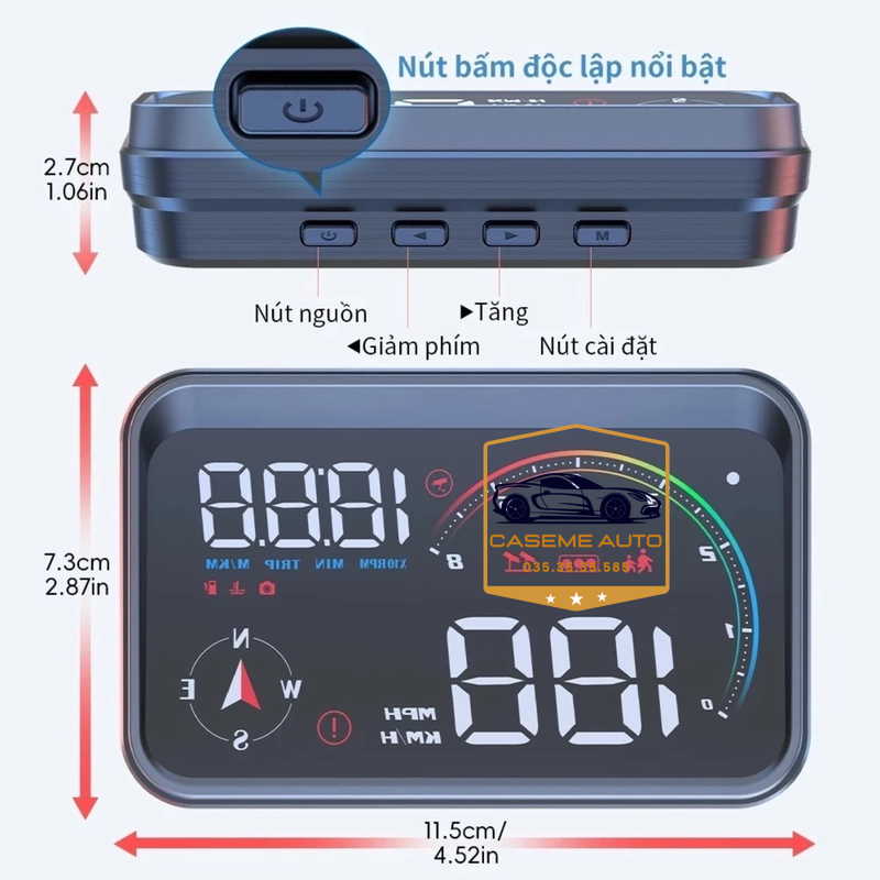 HUD M21/M24 – Thiết Bị Hiển Thị Tốc Độ Kính Lái, Cảnh Báo Giao Thông, OBD &amp; GPS - Hàng Nhập Khẩu