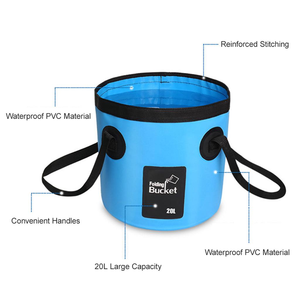 Portable Outdoor Shower Folding Bucket Kit, Camping Car 12V Cigarette Water Heated Basin Bag Container, Car Pet Washer Washing Pump