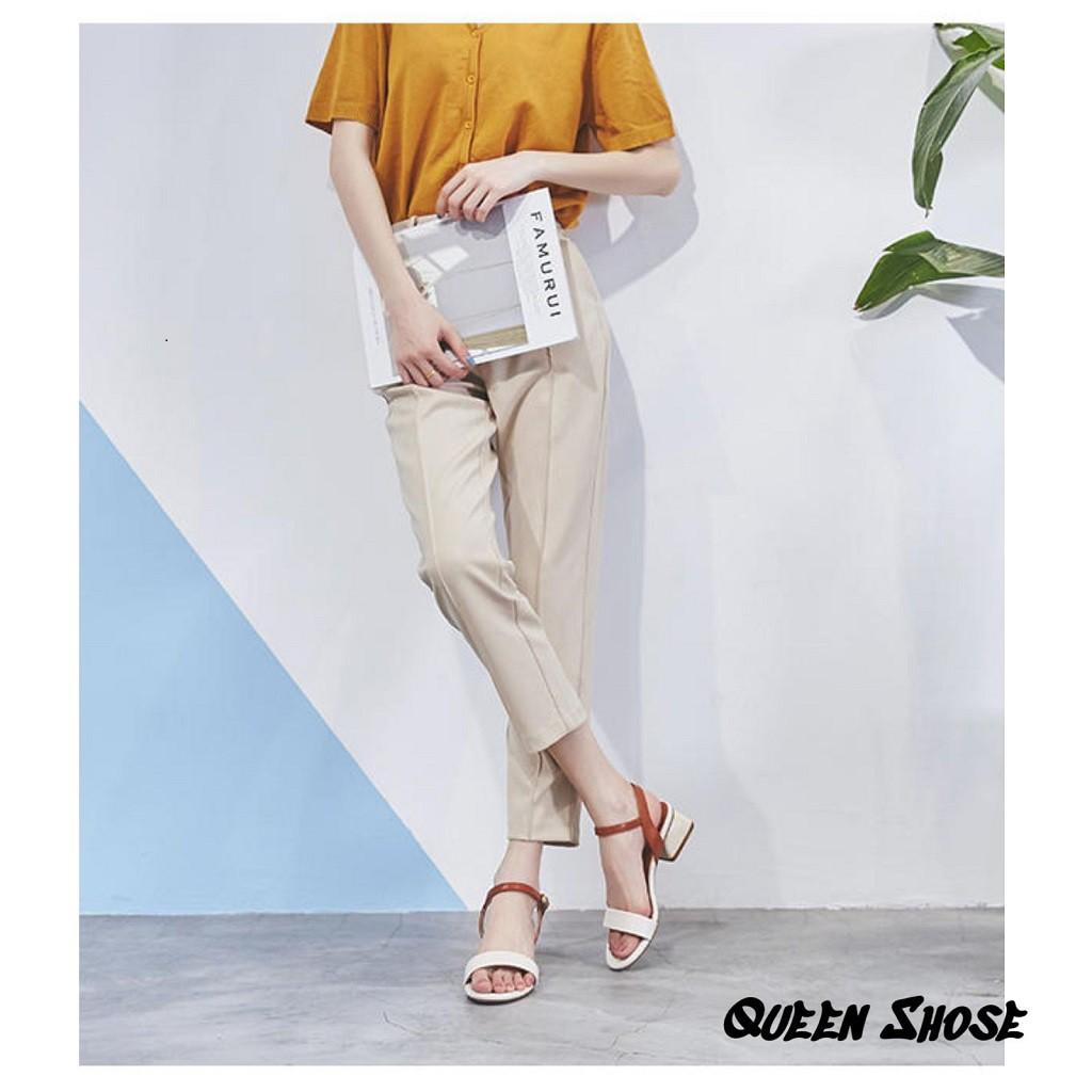 Giày cao gót nữ quai mảnh - Sandal cao gót quai mảnh gót vuông 4 phân