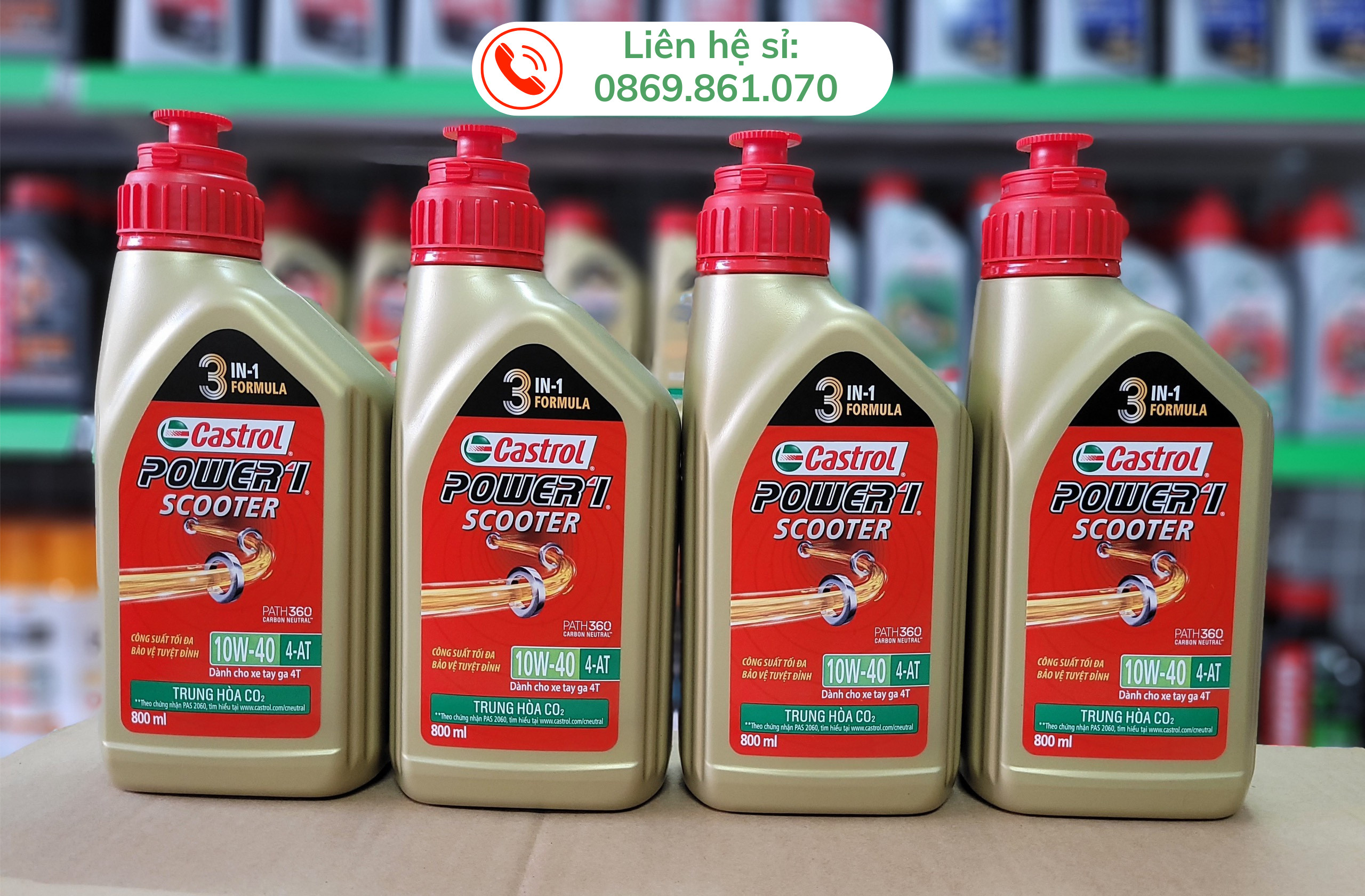 Nhớt xe máy, nhớt Castrol xe tay ga CASTROL POWER1 SCOOTER 10W40 800ml