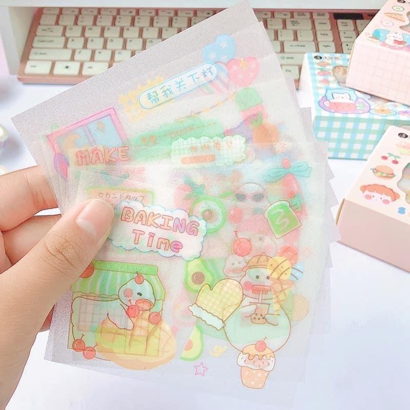 Hộp Washi sticker siêu cute - Washi Tape dễ thương trang trí sổ, vở, quà tặng - Băng dính họa tiết hoạt hình