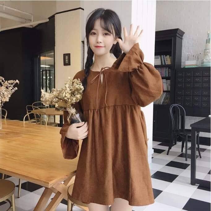 Đầm babydoll nhún bèo dễ thương