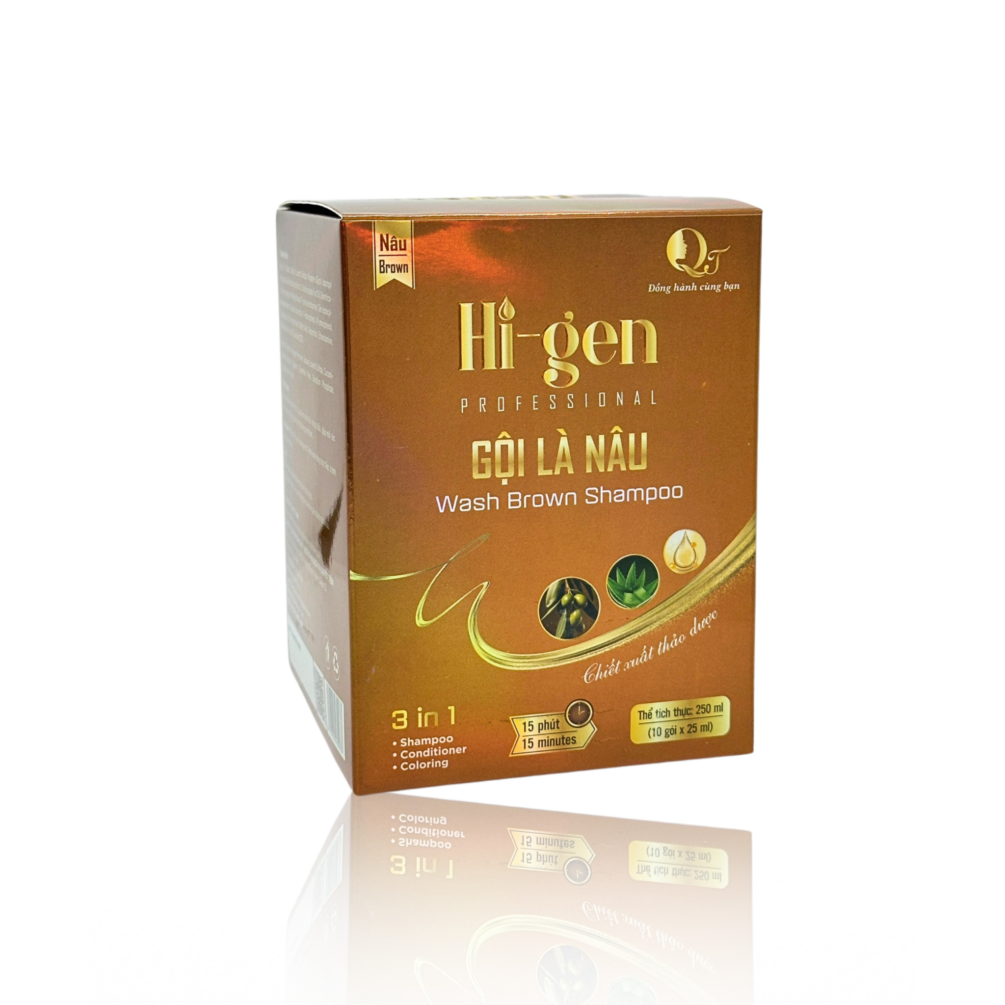 Dầu Gội Phủ Bạc, Gội là Nâu Hi-gen gói 25ml (Hộp 10 gói)