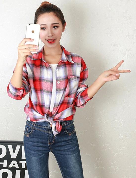Áo sơ mi flannel caro Mã: AM1044 - ĐỎ