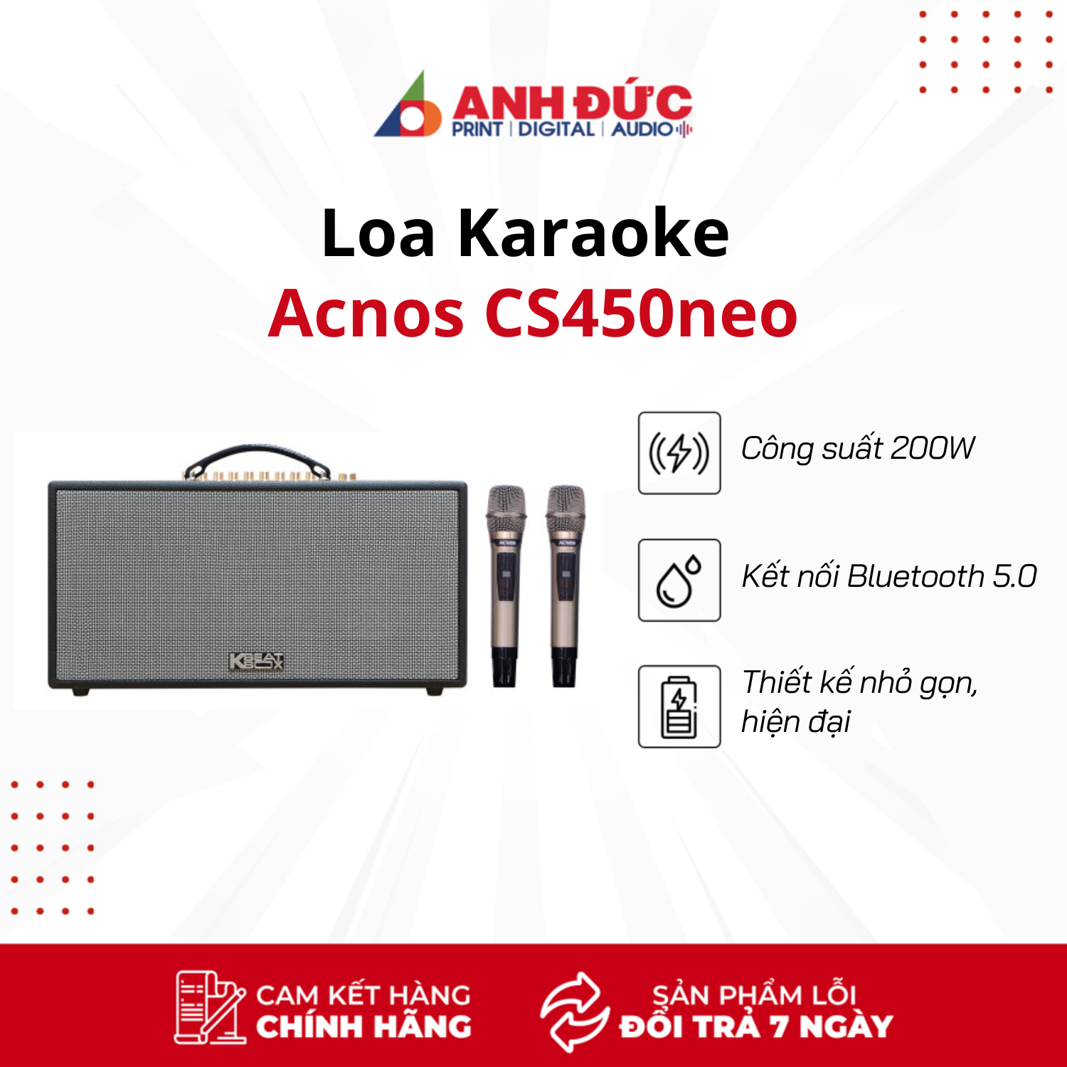 Loa Karaoke Di Động Acnos CS450neo (Công Suất 200W)- Hàng Chính Hãng Phân Phối SơnCaMedia