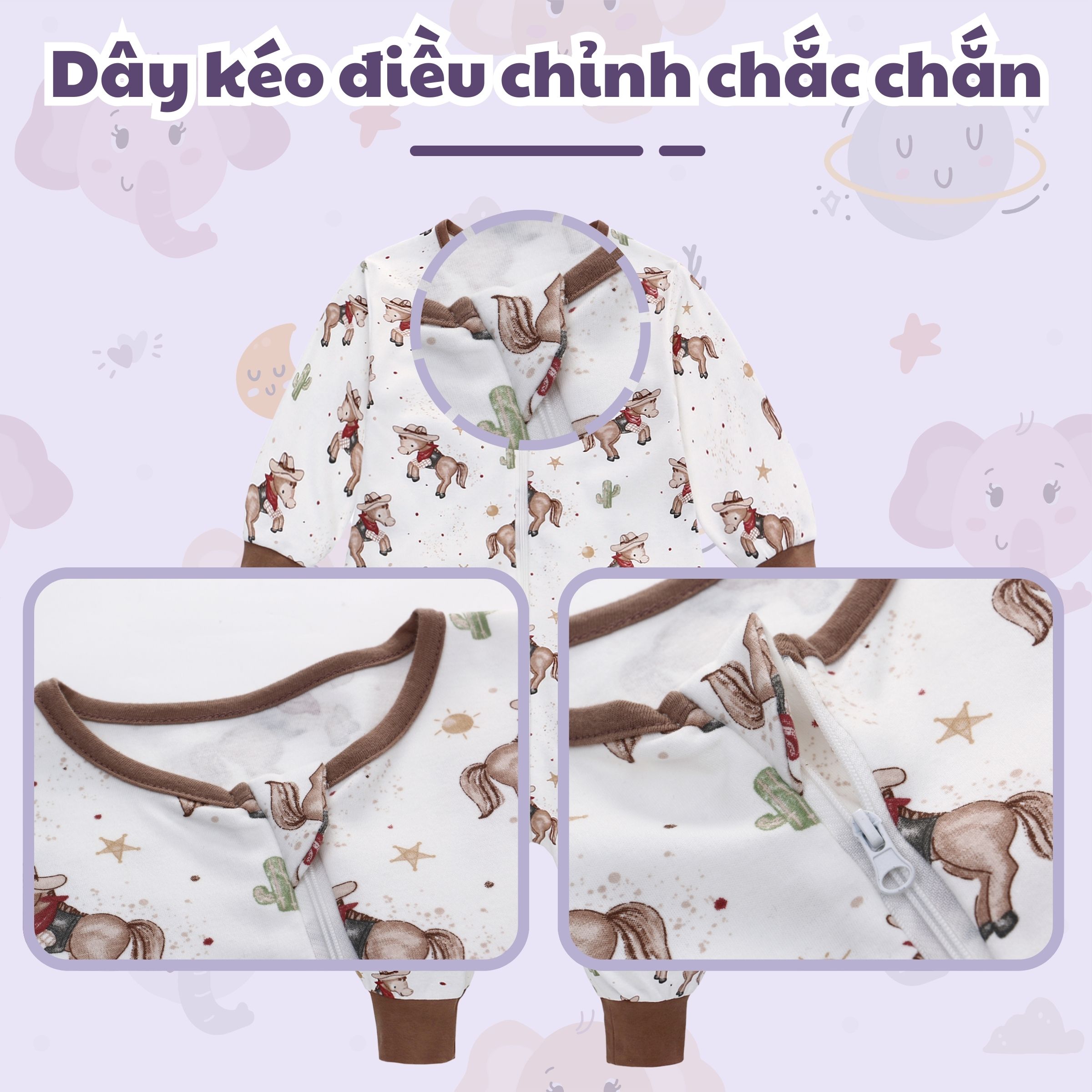 Túi ngủ quần chất liệu Cotton bản cải tiến mới co giãn tốt, thoải mái, hạn chế giật mình cho bé khi ngủ_Miracle Baby