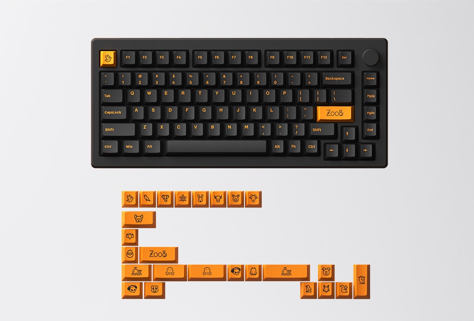 Bàn phím cơ AKKO MOD007 PC Orange on Black (Hotswap/Gasket Mount/Clacky/Mạch Xuôi) - Hàng chính hãng