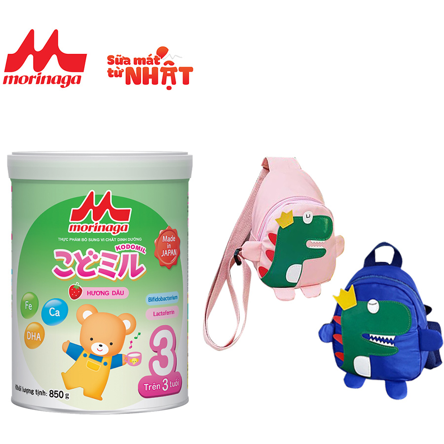 Combo 1 hộp Sữa Morinaga số 3 Kodomil 850g + Tặng 1 túi đeo cho bé  ( Mẫu ngẫu nhiên)