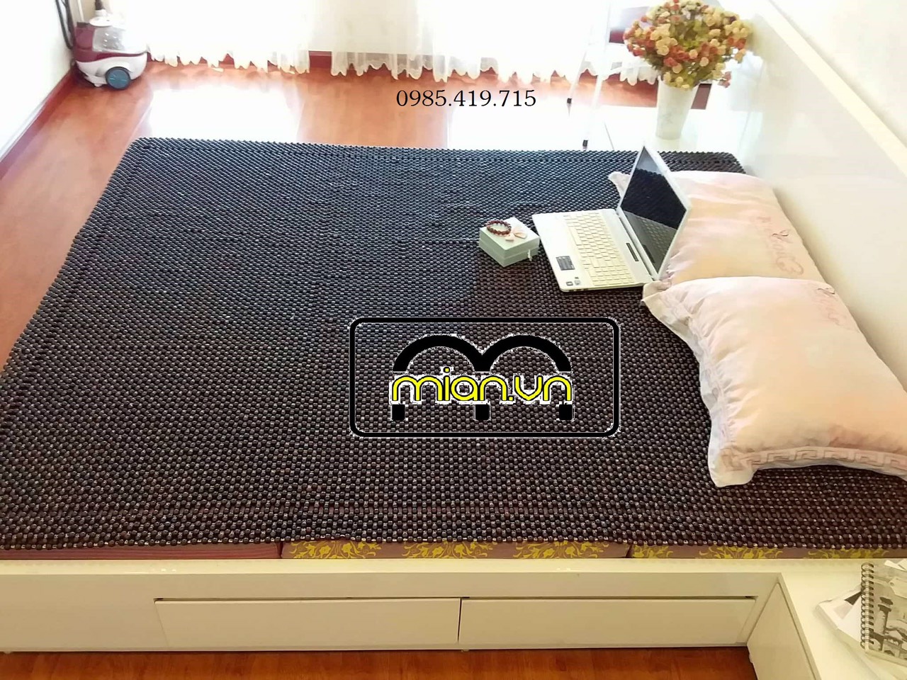 Chiếu hạt gỗ Trắc Bóng hạt 1,2cm