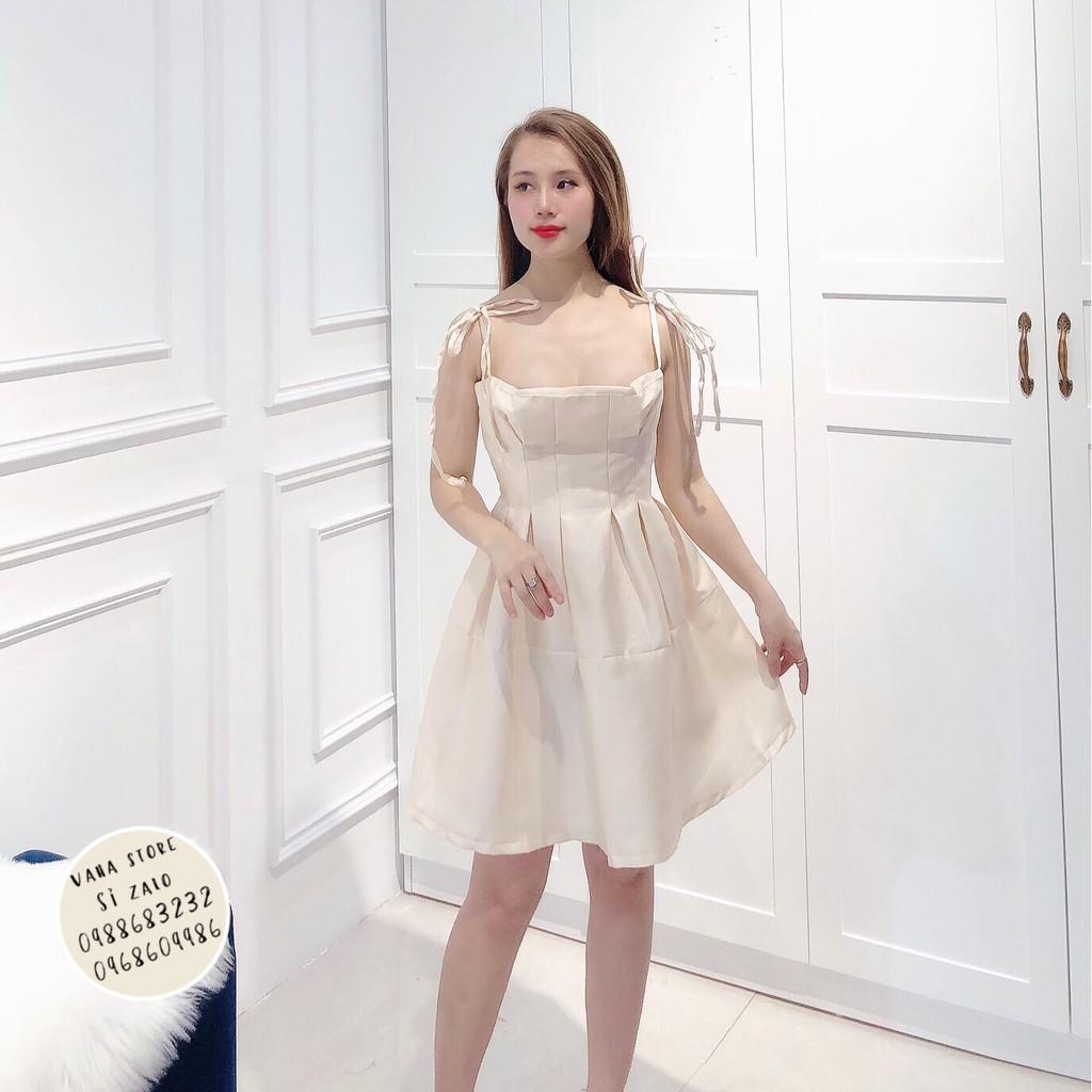 Đầm - Váy 2 Dây Dáng Bồng Công Chúa Mặc Sự Kiện Hoặc Dạo Phố Buổi Tối Xinh Xỉu Cho Các Nàng