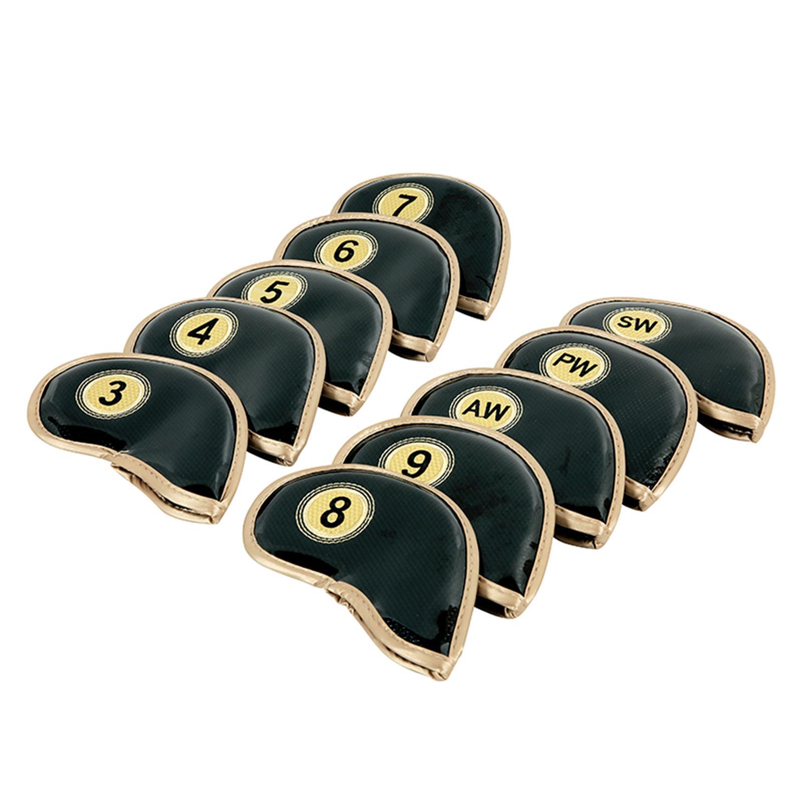 10x Golf Iron Headcover Set, Golf Club Head Cover Lightweight 3,4,5,6,7,8,9,A,S,P Golf Iron Protective Sleeve for Golf Training Supplies