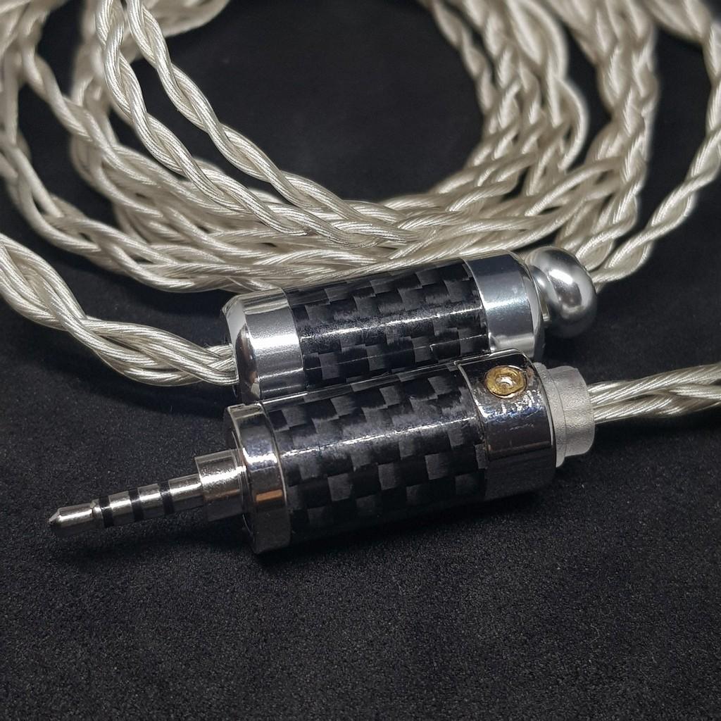 Dây cáp tai nghe đồng mạ bạc OFC OD 1.2mm - Connector 2pin 0.78mm mạ Rhodium