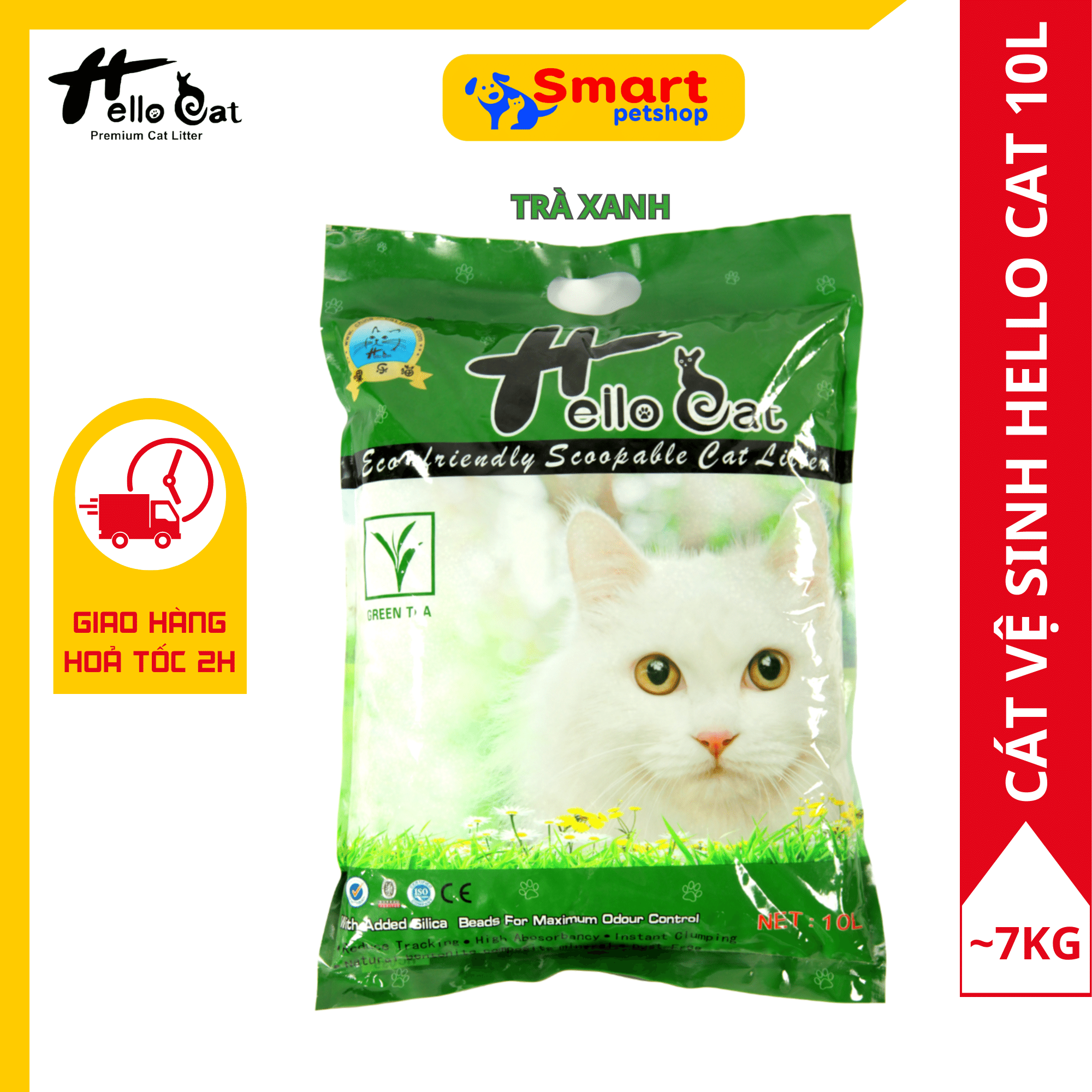 Cát Vệ Sinh Cho Mèo Hương Trà Xanh - Hello Cat 10 Lít