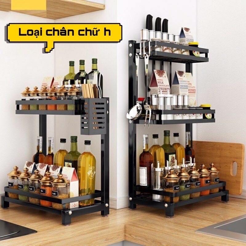Kệ gia vị bếp inox 2 tầng 3 tầng sơn tĩnh điện chống gỉ cao cấp