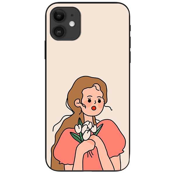 Ốp lưng dành cho Iphone 12 Mini - Iphone 12 - Iphone 12 Pro - Iphone 12 Pro Max - Cô Gái Cầm Bông Áo Hồng