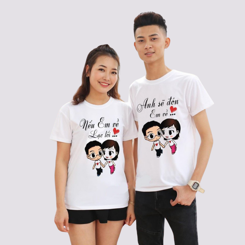 Áo Đôi Đẹp Nam Nữ Mùa Hè TT17, Áo Đôi Với Người Yêu In Nếu Em Đi ý Nghĩa