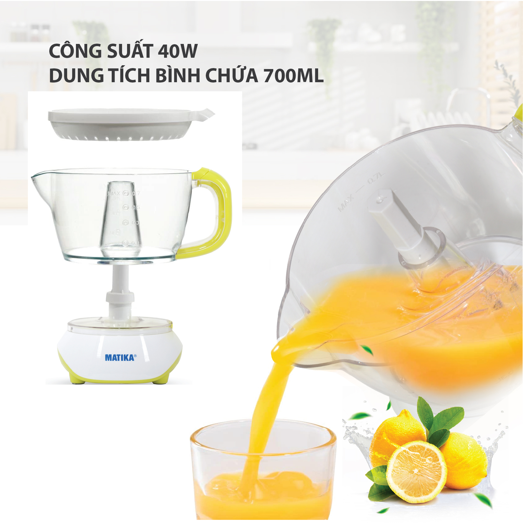 Máy Vắt Cam MATIKA Dung Tích 700ml MTK-3307 - Hàng chính hãng