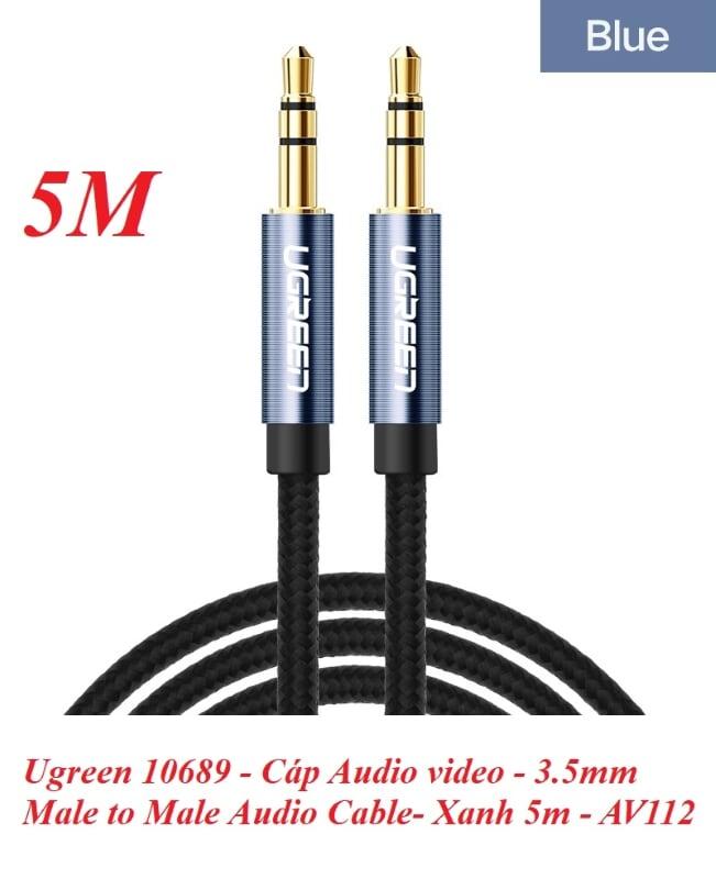 Ugreen UG10689AV112TK 5M màu Xanh Cáp âm thanh 2 đầu 3.5mm dương - HÀNG CHÍNH HÃNG