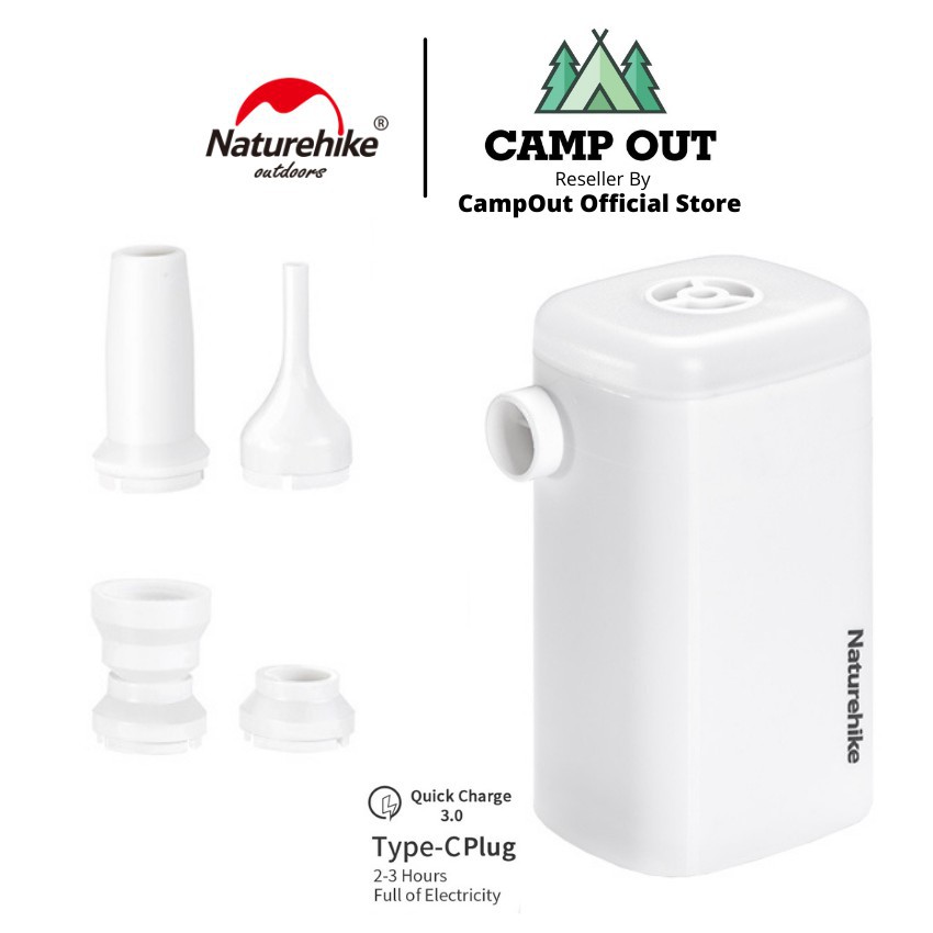 Đồ cắm trại máy bơm hơi kiêm sạc dự phòng Naturehike campoutvn NH18Q001-A du lịch dã ngoại dùng cho nệm gối giường đa năng nhiều đầu bơm kiêm đèn A122