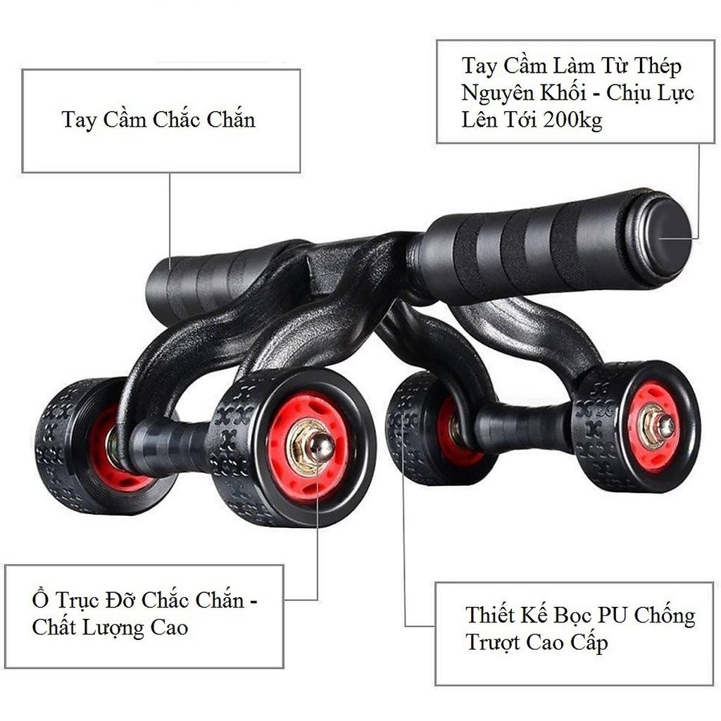 DODODIOS con lăn tập cơ bụng 6 múi có 4 bánh chắc khỏe tập gym thể dục tại nhà + tặng miếng thảm - Sản phẩm chính hãng