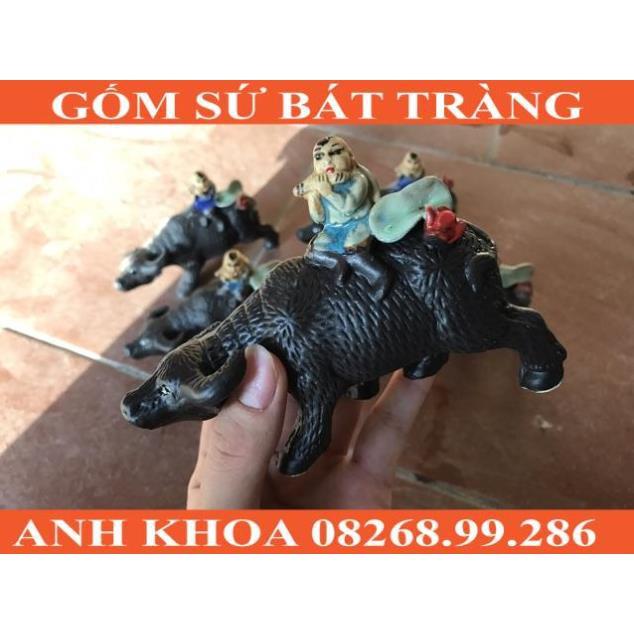 Mục đồng cưỡi trâu thổi sáo - Gốm sứ Bát Tràng Anh Khoa