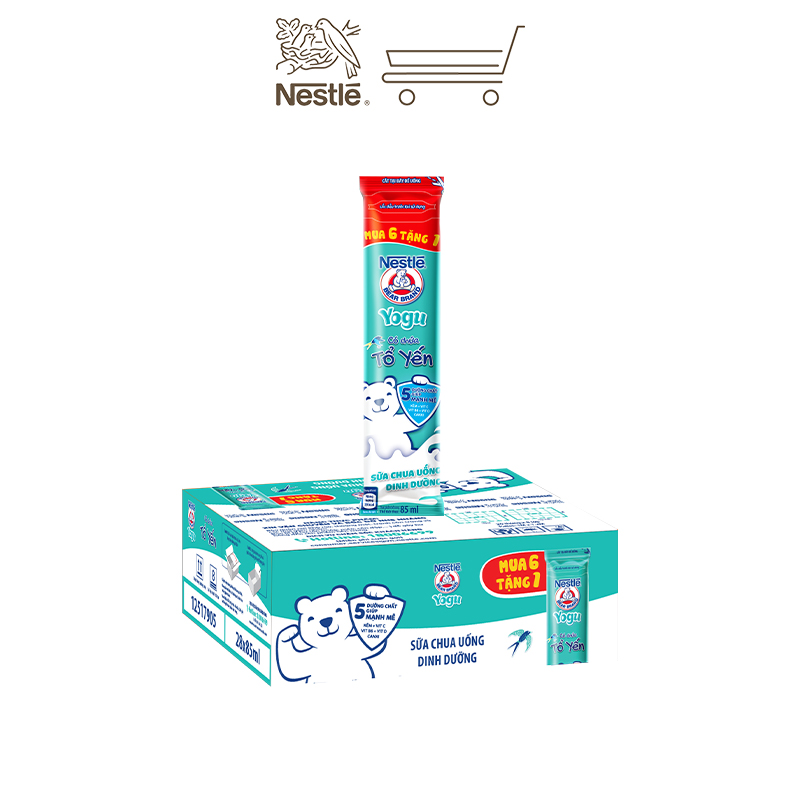 [TẶNG 4 GÓI KHI MUA 24 GÓI] Thùng 28 gói Sữa Chua Uống Tổ Yến Nestlé Yogu 85ml