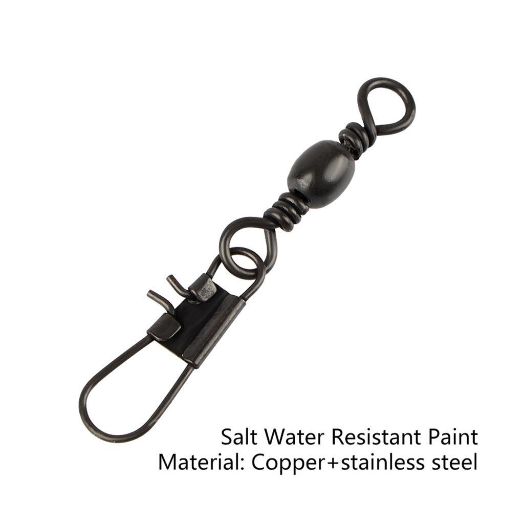 10 pcs Barrel Swivel Bearing with Safty Snap Connector Solid Rings Pin Fishing Connectors