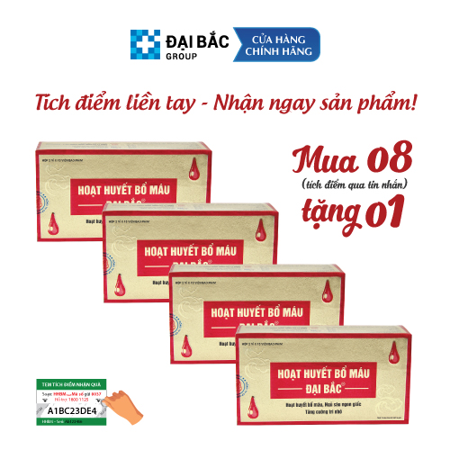 Combo 4 Hộp Hoạt huyết bổ máu Đại Bắc - Hỗ trợ MẤT NGỦ - HOA MẮT - CHÓNG MẶT