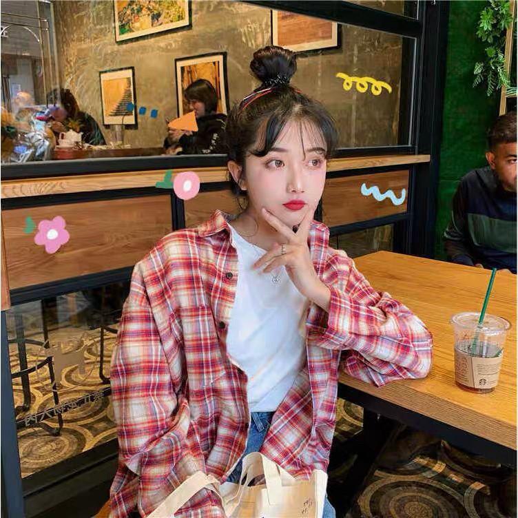 Áo sơ mi kẻ caro ulzzang form rộng Oversize