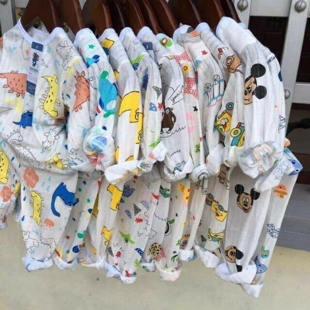 Bộ cotton giấy dài tay cài cúc giữa