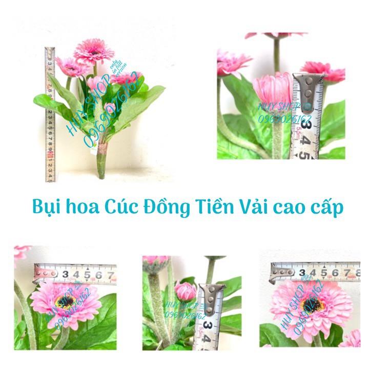 Hoa Giả trang trí - Bụi Hoa CÚC ĐỒNG TIỀN Vải cao cấp 25CM