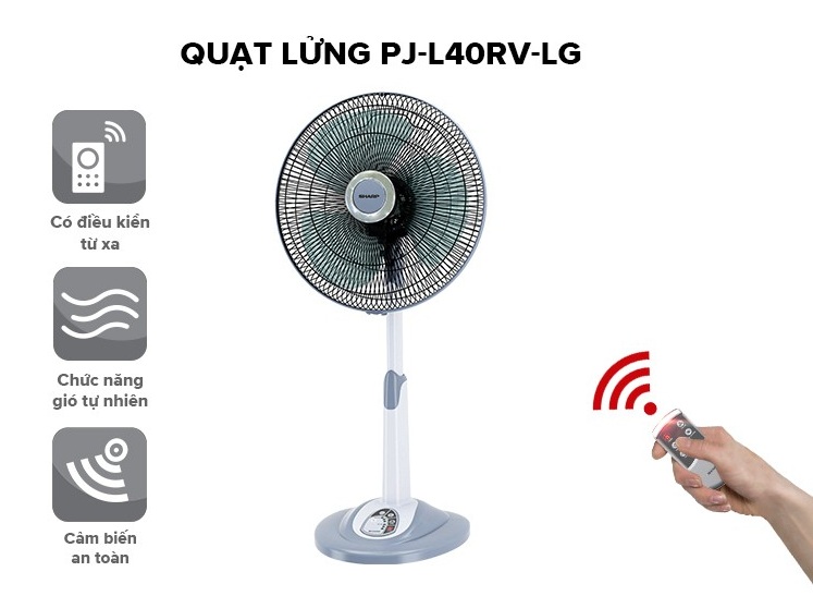 Quạt Lửng Sharp Có Điều Khiển PJ-L40RV - Hàng Chính Hãng