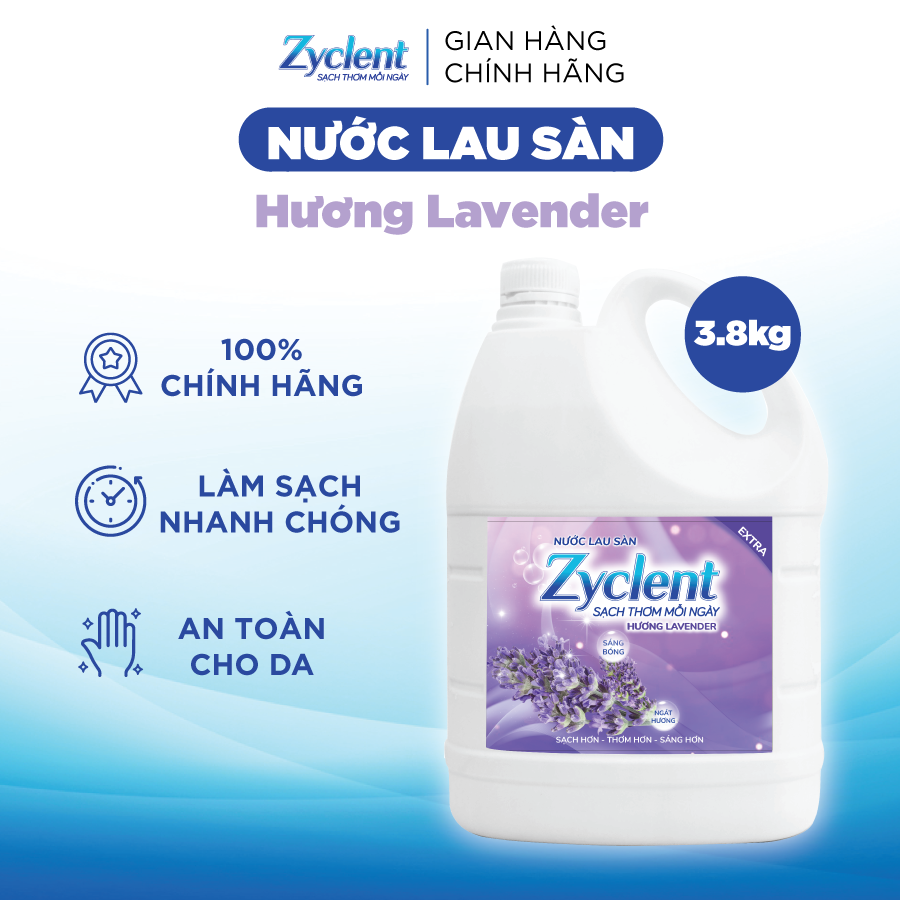 NƯỚC LAU SÀN ZYCLENT EXTRA HƯƠNG LAVENDER - 3.8KG