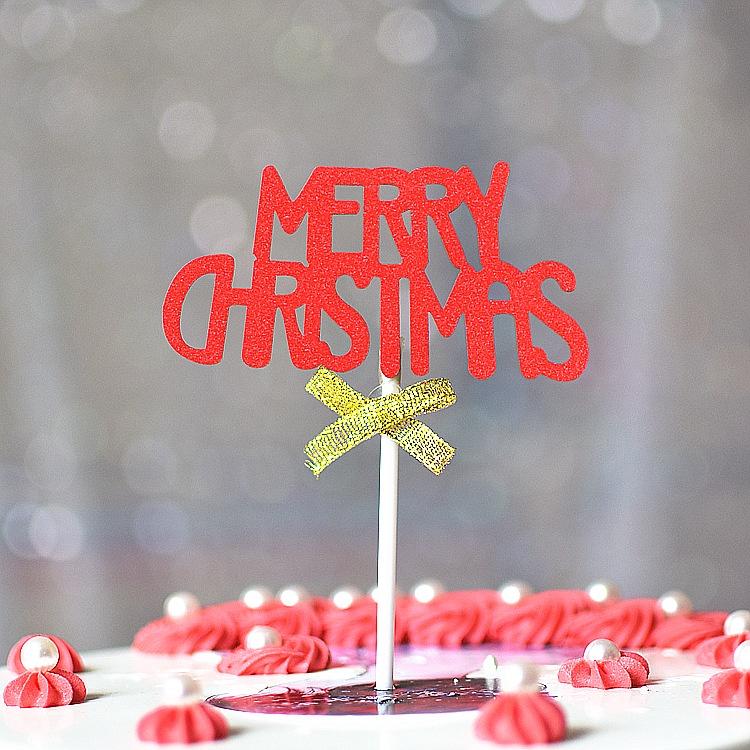 Que Cắm Trang Trí Bánh Kem Hình Chữ Merry Christmas