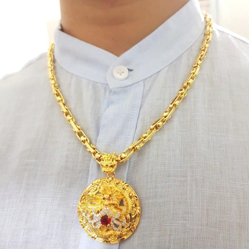 Dây chuyền mặt tròn hình rồng mạ vàng 18k MD51