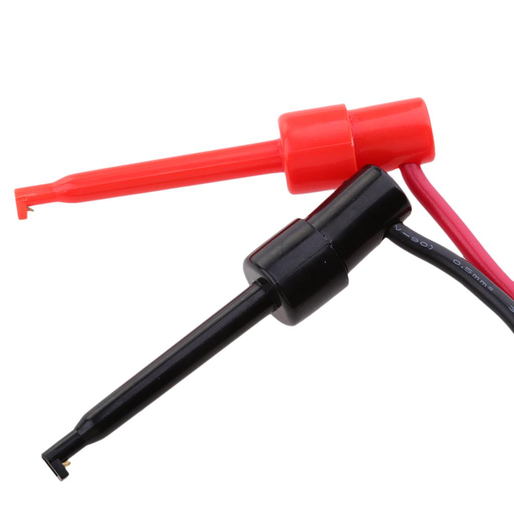 2Pcs 4mm Banana Plug to Medium Test Hook Clip Cable for Electrical Testing