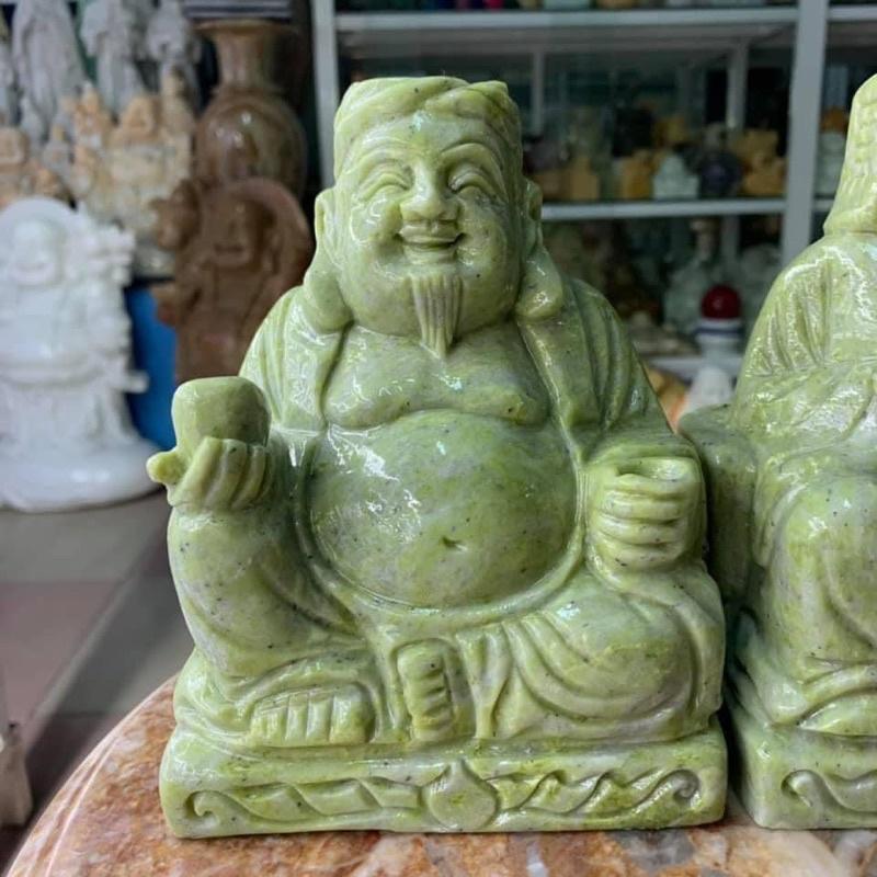 Bộ Thần Tài, Thổ Địa Đá Ngọc Serpentine - cao 16.5cm