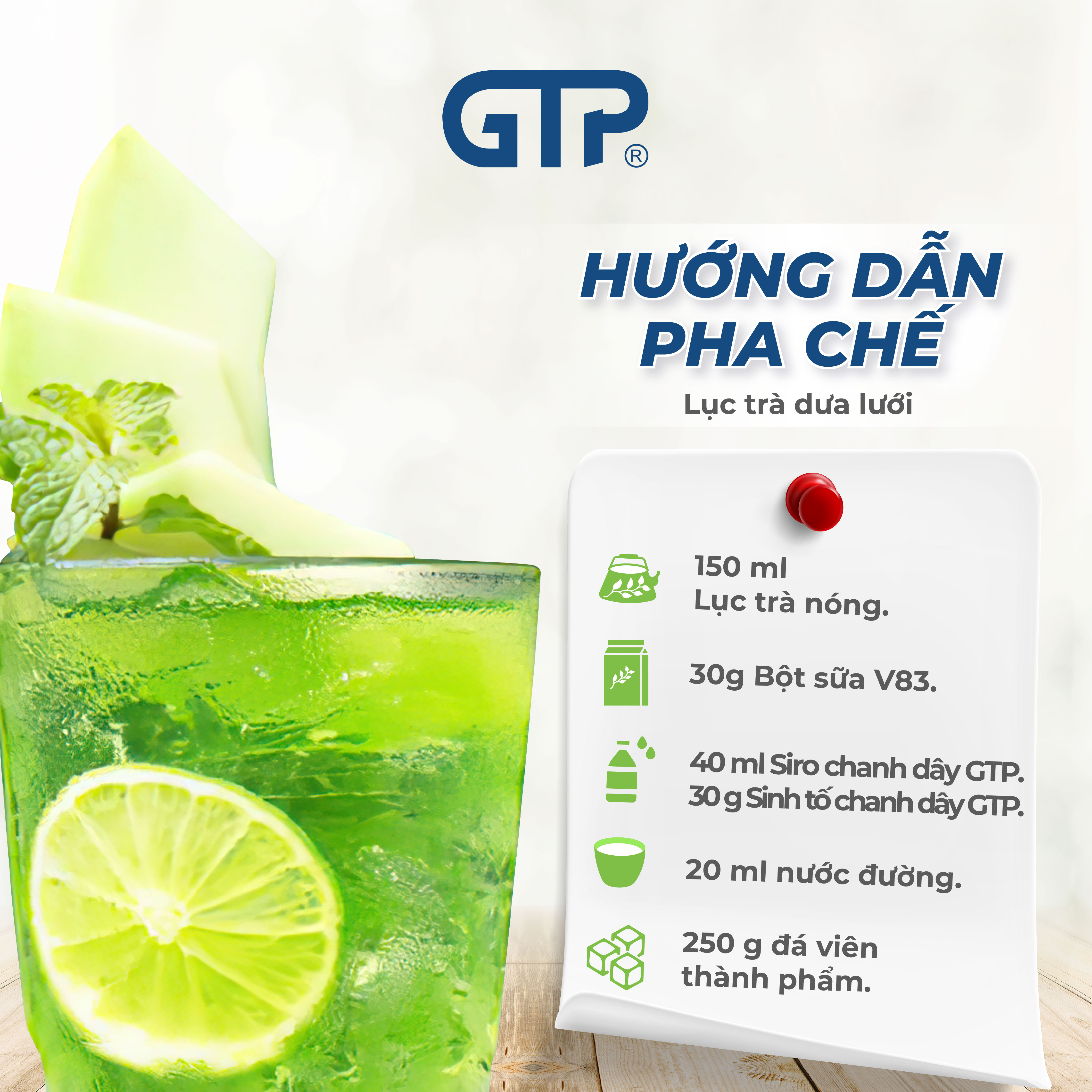 Siro Dưa lưới GTP - Chuyên dùng với nhiều đồ uống: Trà sữa, Trà trái cây, Cocktail, Mocktail… 