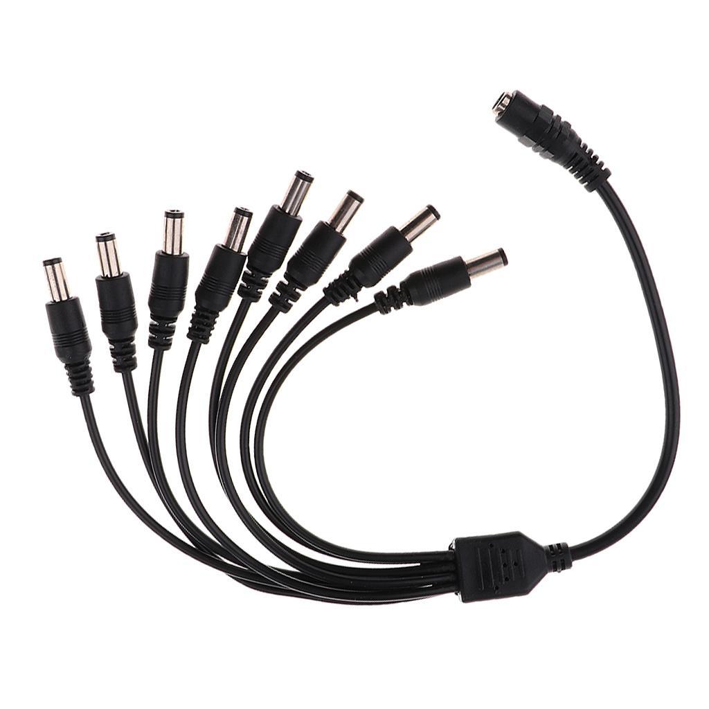 39cm Power Supply Adapter 8 Split Power Cable for CCTV Camera DVR Black