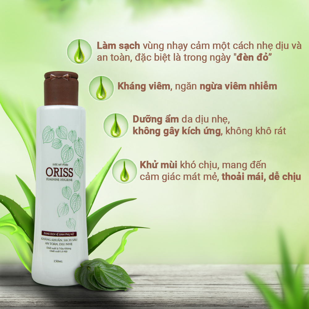 Combo 3 Dung Dịch Vệ Sinh Phụ Nữ Oriss Trầu Không Dịu Nhẹ Hỗ Trợ Khử Mùi, Không Gây Khô Rát 150ml