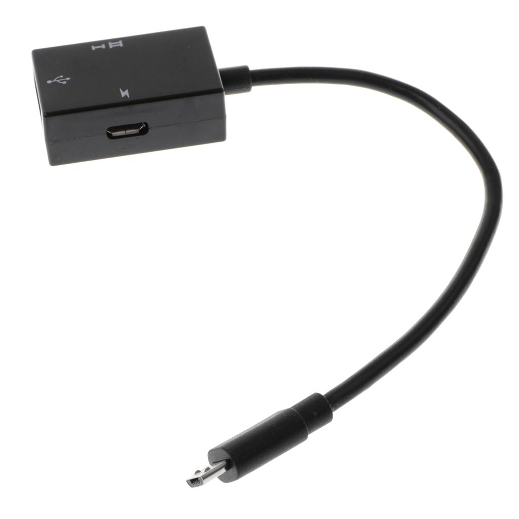 Micro USB Cable Male Host to USB Type-A & Micro USB Female OTG Adapter For Android Phone Tablet Black