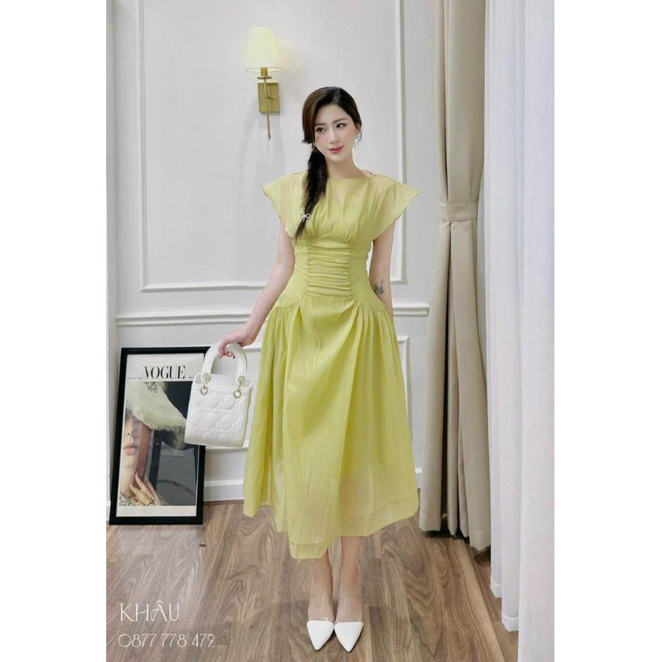 Đầm xoè dự tiệc nhún eo voan ánh tơ cao cấp