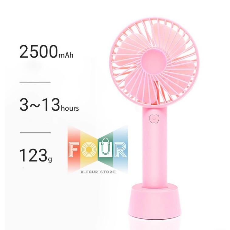 Quạt Cầm Tay Mini Để Bàn Sạc Pin Tích Điện 3 Tốc Độ Gió