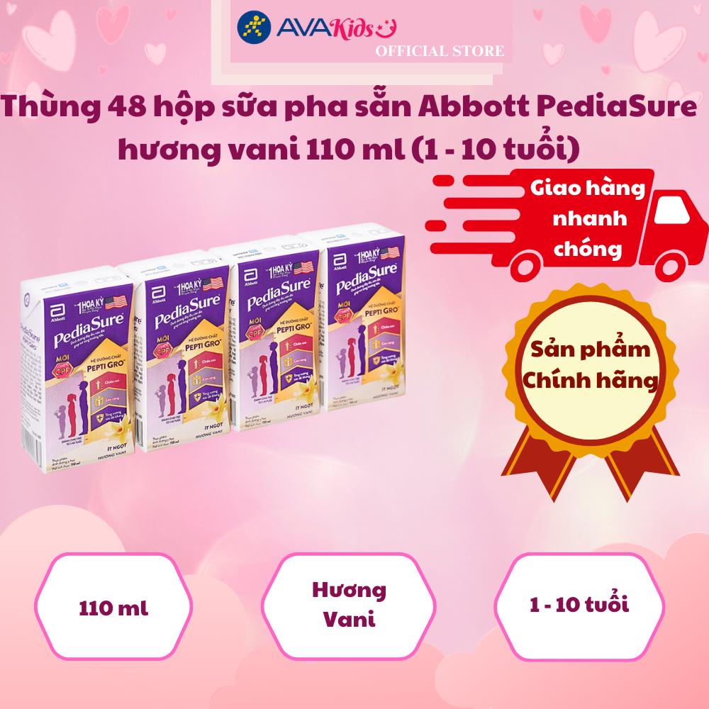 Thùng 48 hộp sữa pha sẵn Abbott PediaSure hương vani 110 ml (1 - 10 tuổi)