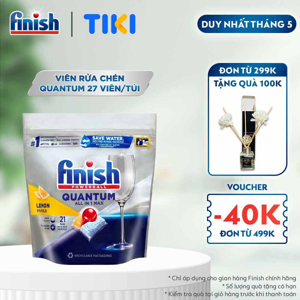 Viên rửa chén bát Finish Quantum túi 21 viên