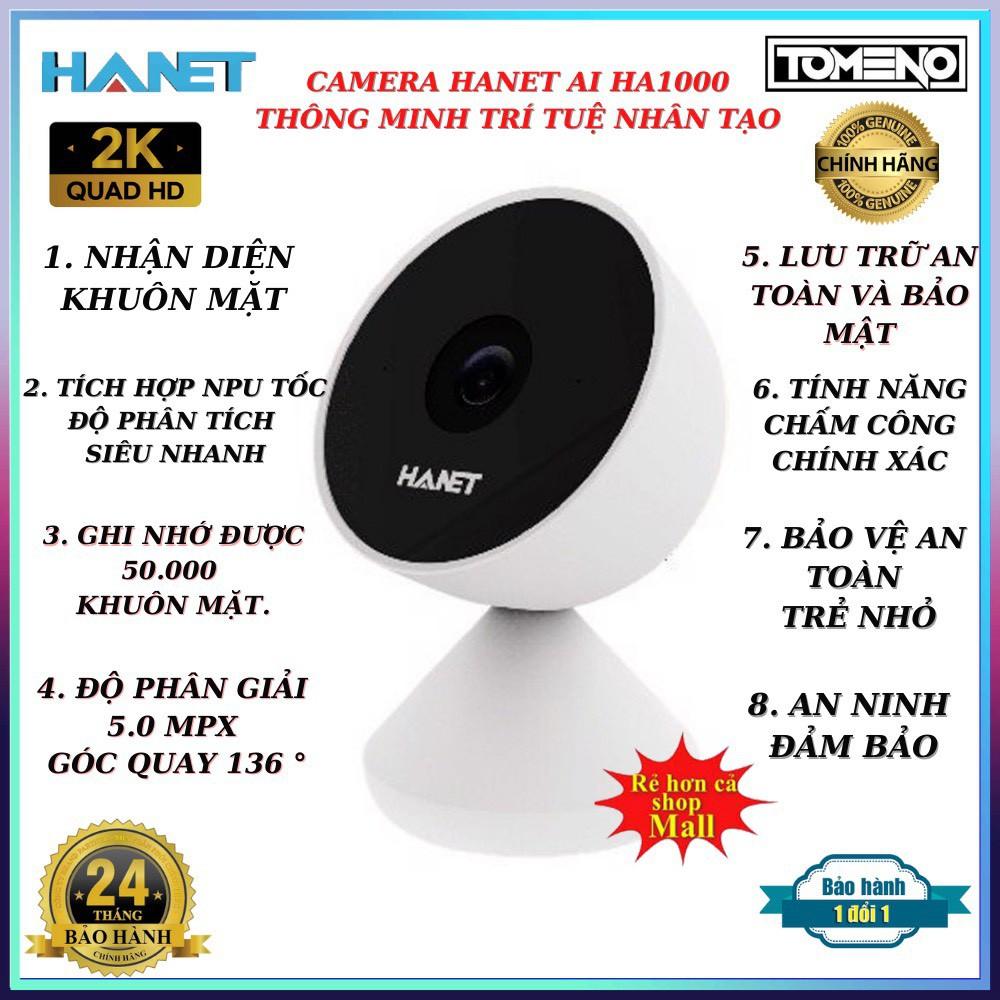 Camera AI Trí Tuệ Nhân Tạo HANET HA1000 2K - Camera Wifi Chấm Công, Báo Động An Ninh Bằng Nhận Diện Khuôn Mặt Hàng CHính Hãng