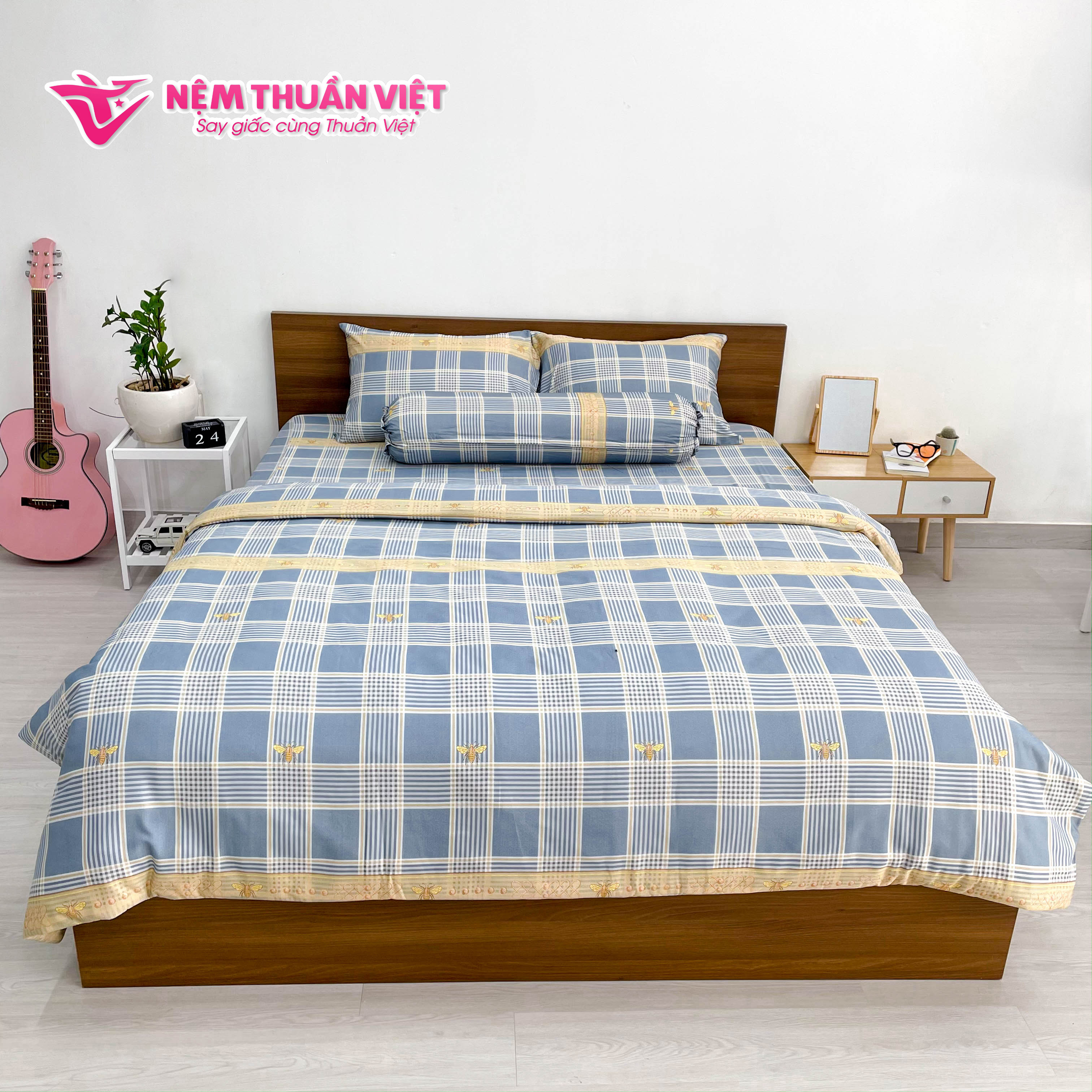 Chăn Mền Tencel Thuần Việt Cao Cấp - Xanh Lá TVM11 180x200