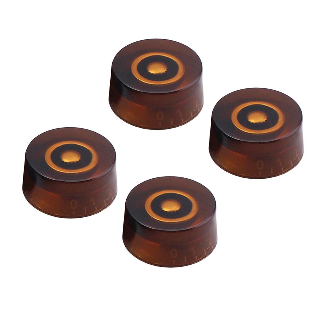 4X Đàn Guitar Tập Tông Núm Điều Khiển Núm cho Đàn Guitar Điện Nâu