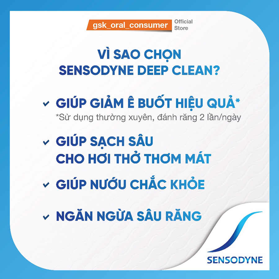 Bộ 2 Kem Đánh Răng Sensodyne Deep Clean 160g/tuýp + Vỉ 2 Bàn Chải Sensodyne Ultra Sensitive Extra Soft